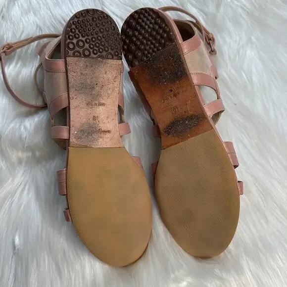 Balenciaga Pink Suede and Leather Gladiator Sandals - Picture 9 of 12